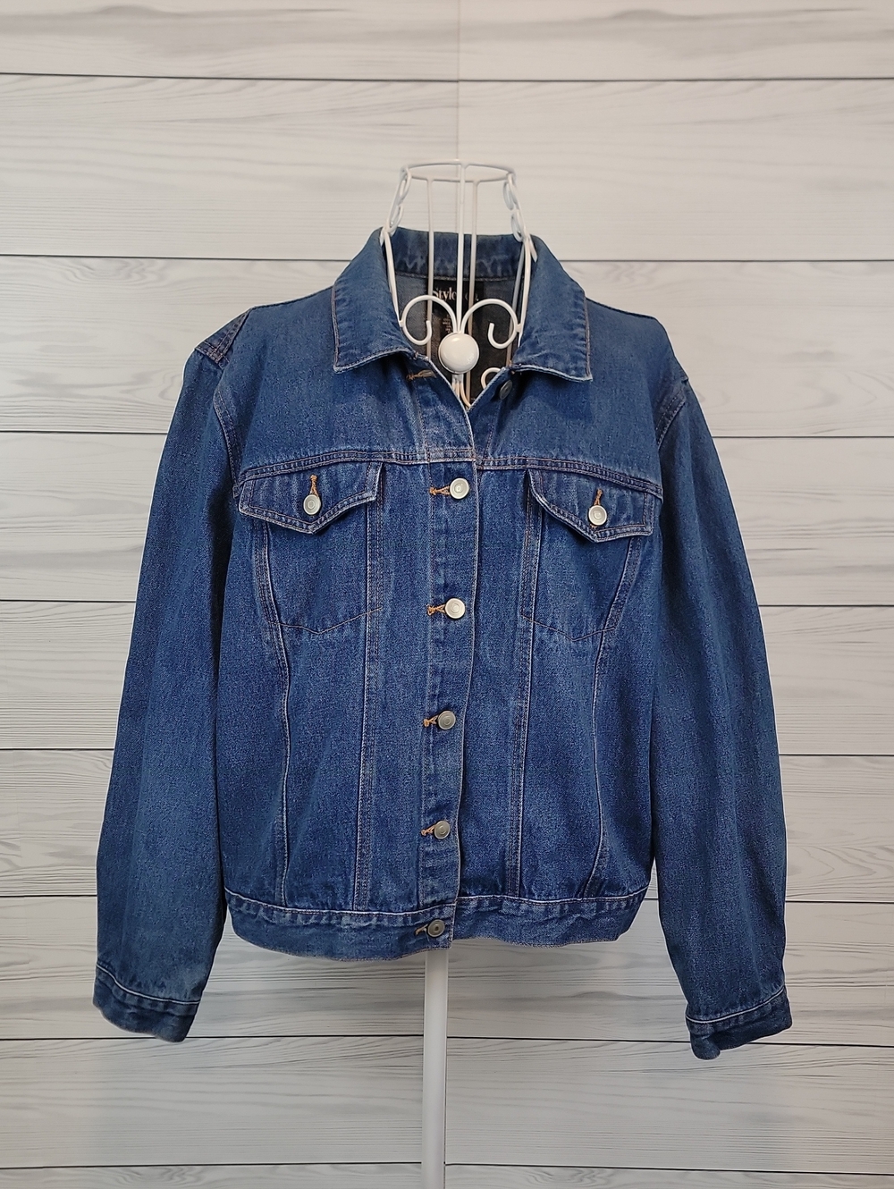 Style & Co. Blue Denim Trucker Jacket Womens Size XL